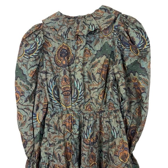 Ulla Johnson Caris Red and Brown Cocktail Dress with Bishop Sleeves SZ 2 - Picture 15 of 16